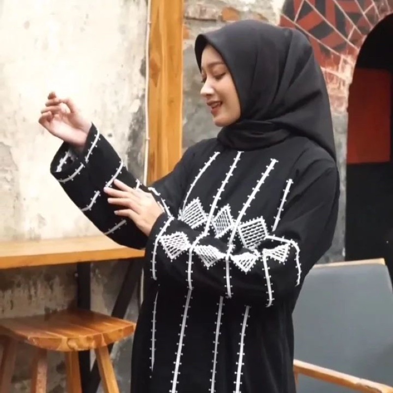 GAMIS ABAYA SYAR’I BORDIR SAHILA CANTIK MURAH COD