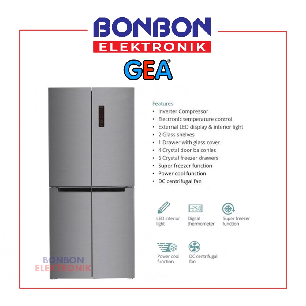 GEA Kulkas Side By Side Inverter 4 Pintu G4D-404 INOX / G4D404