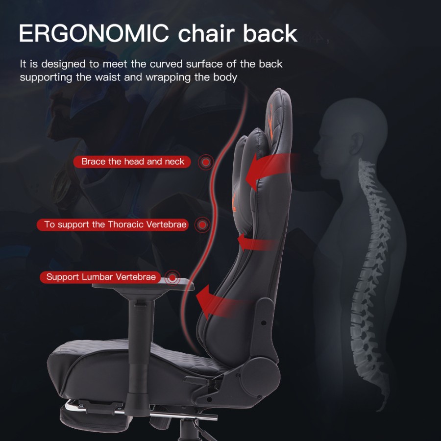 Sage SG-5 Gaming Chair / Kursi Gaming With Footrest 180°