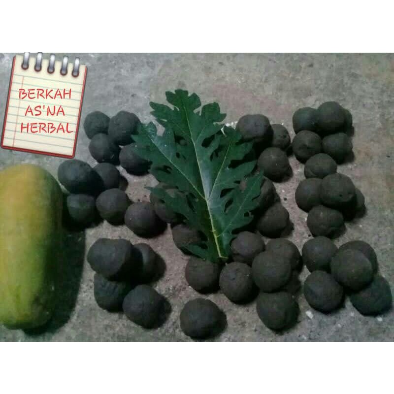 1 butir Tanah lempung 100 gram Penghilang rasa pahit daun pepaya,daun kates, ampo ,tanah liat tanah 