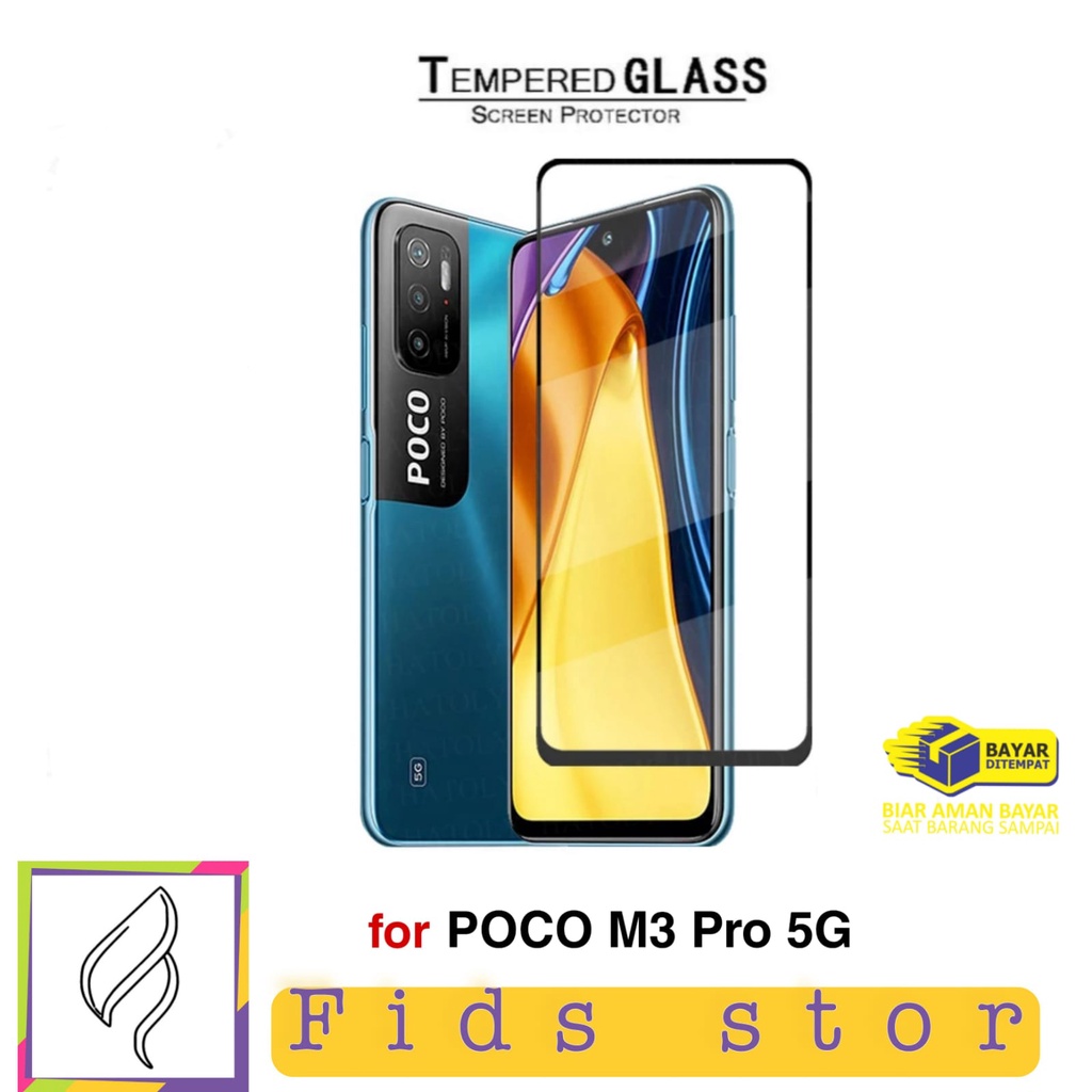 PROMO Tempered Glass POCO M3 Pro 5G TG Layar FULL COVER Black Premium Screen Anti Gores Kaca