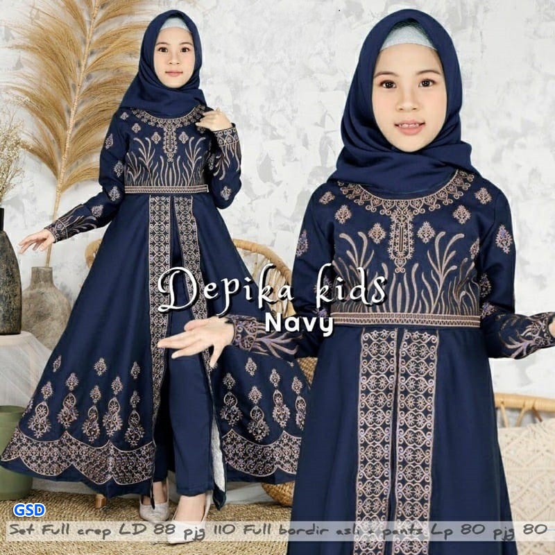 Depika Kids/Promo Gamis Anak Syari /Long Dress Muslim Anak Perempuan Motif Bordir Best Seller