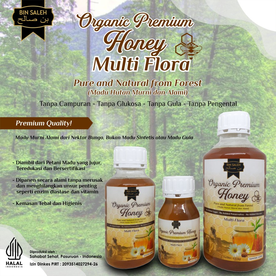 

(Murni & Alami) MADU MULTIFLORA BIN SALEH 1500gr 1,5 KG Asli Hutan