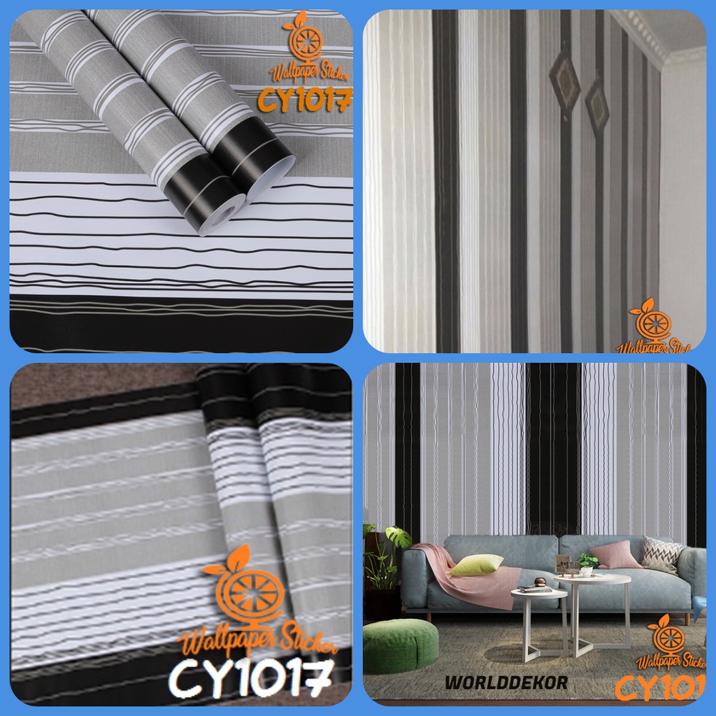 Wallstiker ruang tamu Stiker dinding 45cm x 9m Motif Salur CY1017 Wallpaper dinding Wallpaper Aestetic - WORLDDEKOR