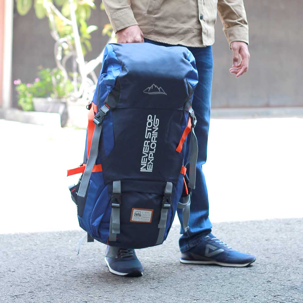 Justrue Tas Gunung Carrier 60 Liter Ransel Keril 60L Biru 330