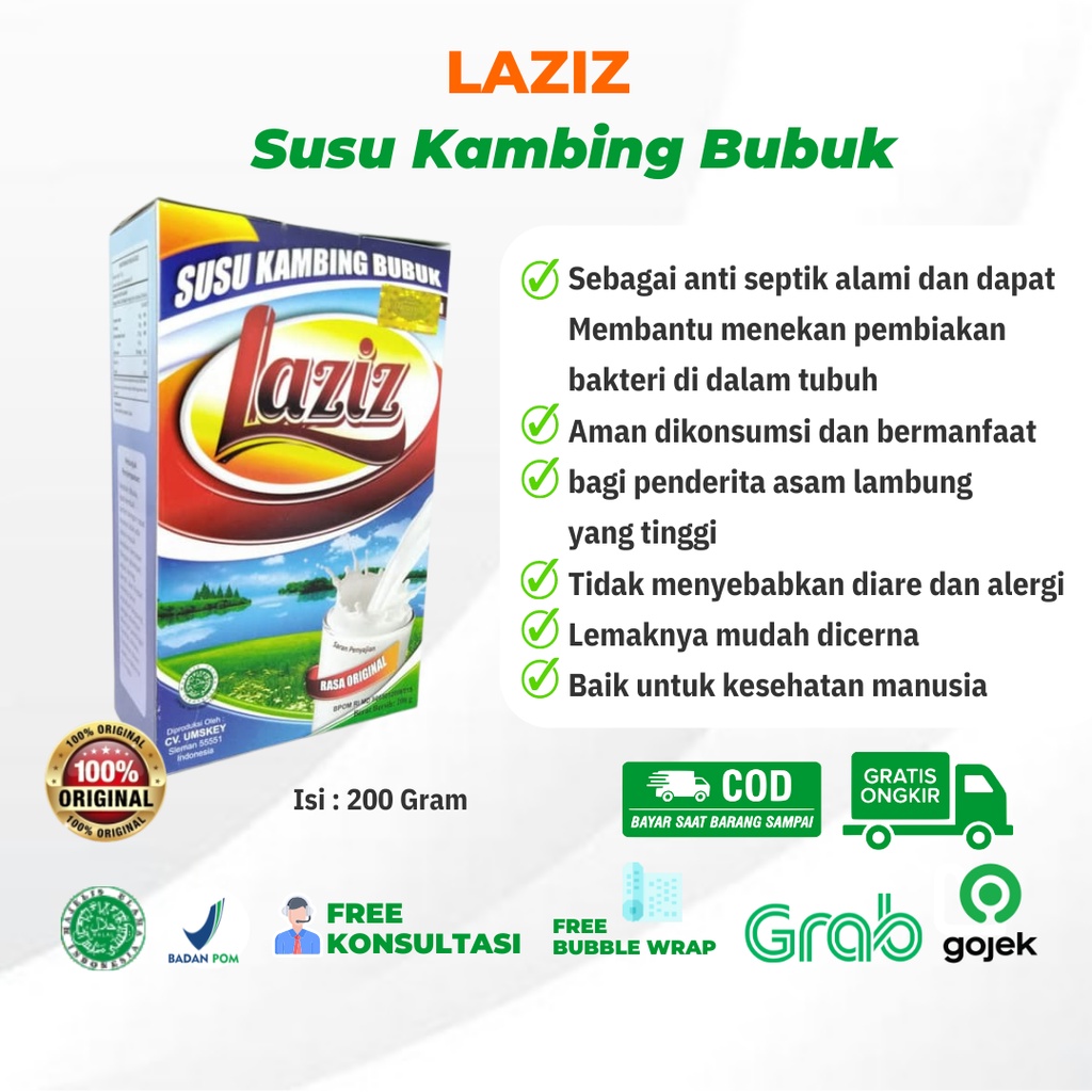 

Susu Laziz Darusyifa Susu Kambing 200gr Peningkat Nutrisi Kecerdasan Otak Anak Berat Badan Gizi Protein Nafsu Makan Atasi Penyakit Asma Sesak Nafas Osteoporosis Pertumbuhan Tulang Murni Kambing Ettawa Asli Ekstra Royal Jelly Original BPOM Halal MUI