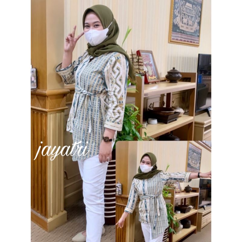 Batik wanita ASJ SA HRB026 Kenongo Kemeja Tosca Pendek-3
