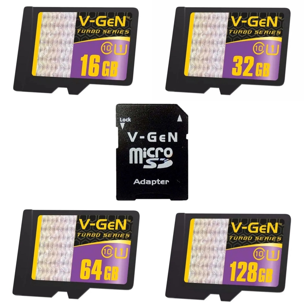 V-Gen Micro SD Turbo Class 10 100 MBps 16 32 64 128 GB dengan Adapter VGen V Gen