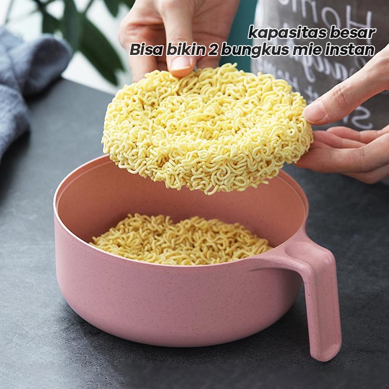 Set Mangkok 6 in 1 Wheatstraw Bowl Mangkuk Plastik Microwave Mie Instan dan Sup Serbaguna