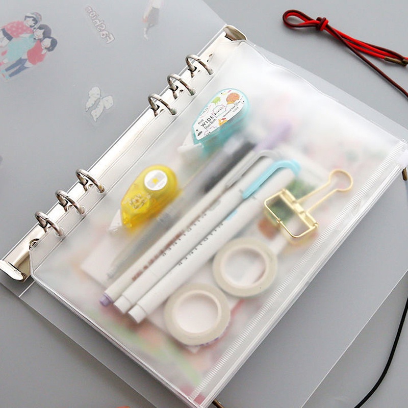 A5/A6/A7 6-hole Transparent Hand Book Bags / Japanese Hand account Book Loose-leaf Storage Bag Zipper bag Accessories