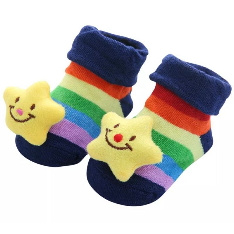 kaos kaki bayi bentuk sepatu motif boneka umur 0-6 bulan laki dan perempuan