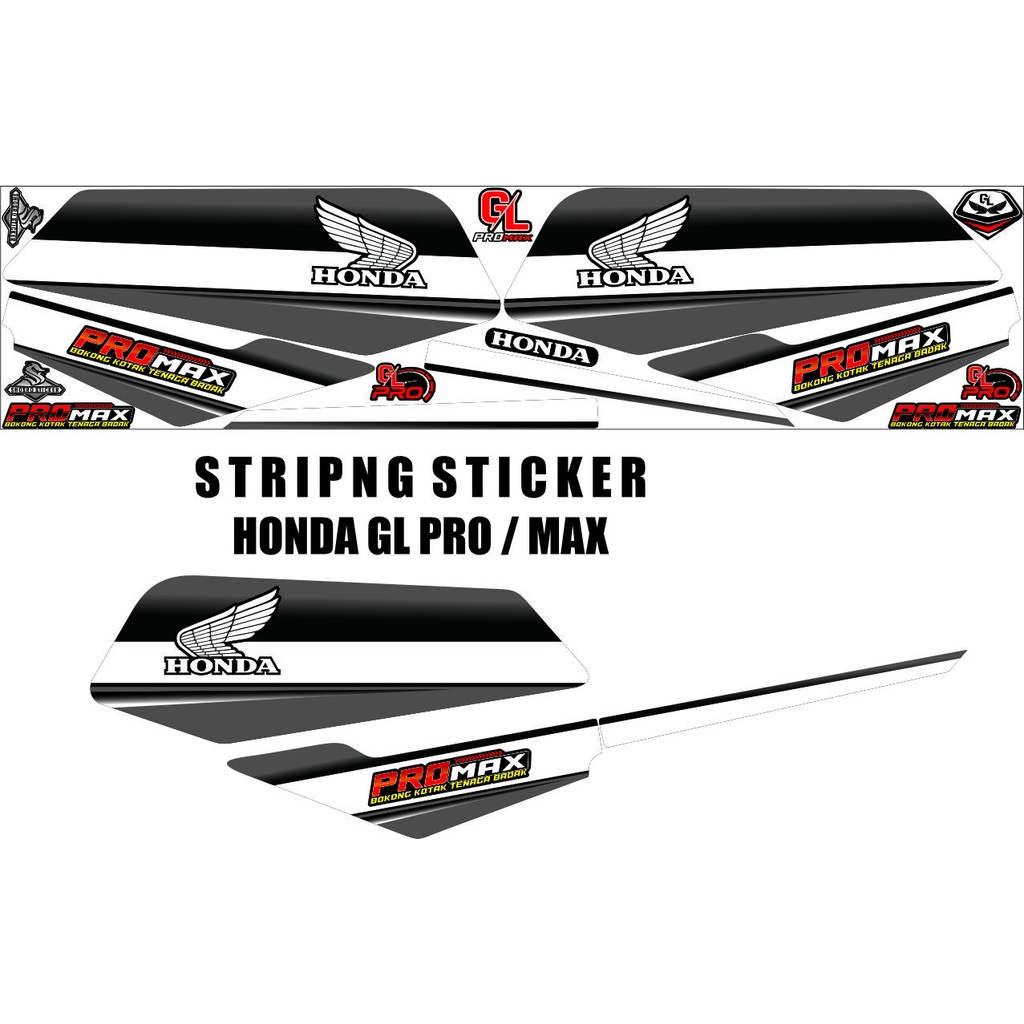 VARIASI STIKER STRIPING VARIASI MOTOR HONDA GL PRO GL MAX VARIASI ABU SIMPLEPOLET PUTIH GL STIKER