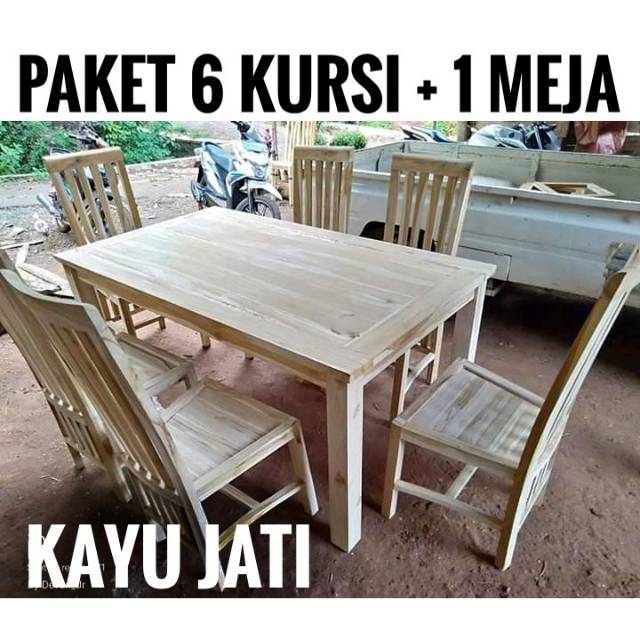 Set Kursi Makan Balero / Meja Makan Ballero / Cafe Resto / Jati Mentah