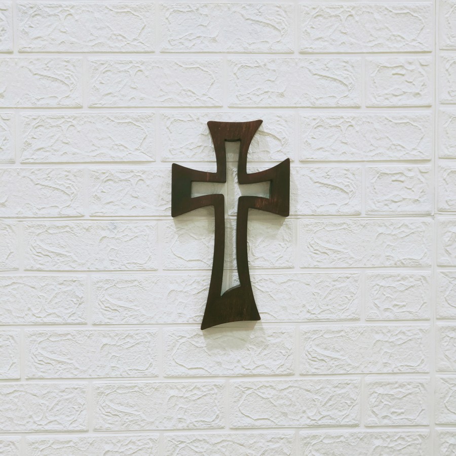 Salib Kayu Dinding / Salib Kayu Solid / Hiasan Dinding Salib