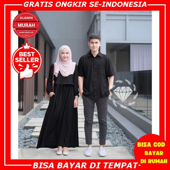 Baju Couple Lebaran Suami Istri Jumbo Bigsize Busana Muslim Gamis Pasangan Suami Istri Kapelan Murah
