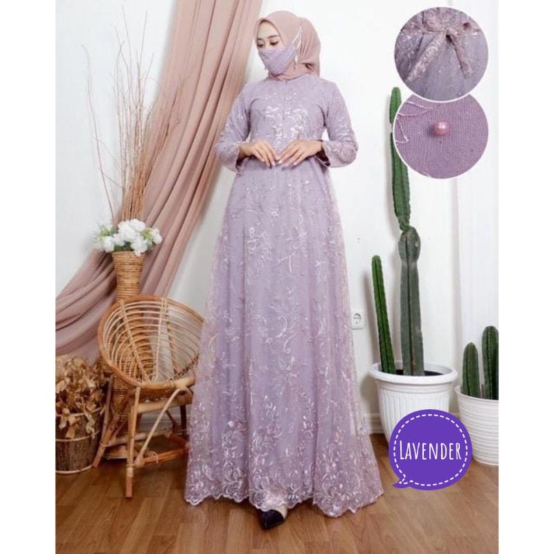 BJ -  MAXI AMIRA / GAMIS AMIRA / GAMIS FULL BRUKAT / GAMIS KONDANGAN / GAMIS PESTA / GAMIS BAHAN TILE MUTIARA MIX DALAMAN VELVET/ GAMIS FREE MASKER SENADA / GAMIS UKURAN M , L , XL , XXL / GAMIS WANITA MURAH / GAMIS UKURAN BESAR