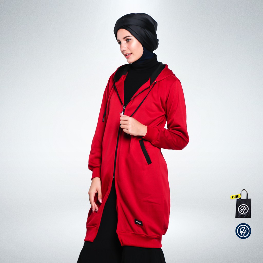 Hijacket® Basic Maroon | Original | Jaket Hoodie Wanita Premium Fleece-2
