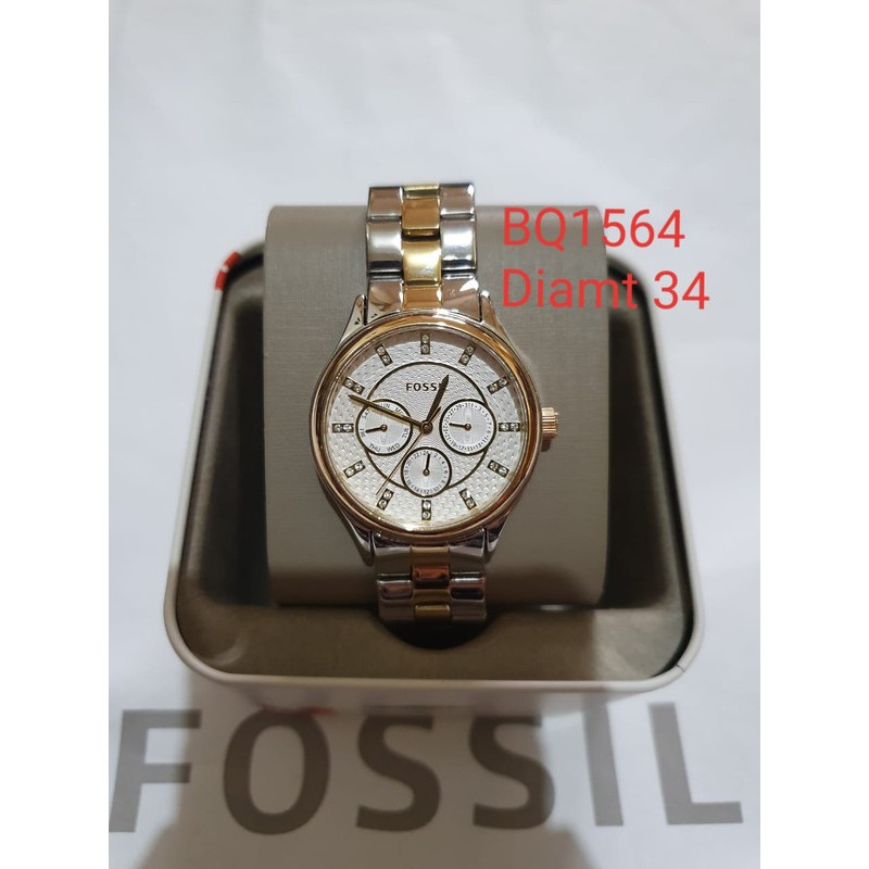 jam fossil stainless steel watch rosegold silver bq1564