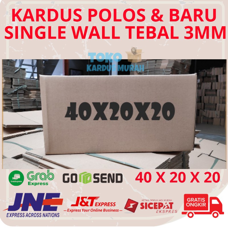 

Kardus Box Karton Polos Baru Packing Kotak Dus Bok Tebal 3mm Single Wall Harga 1 Lembar 40 x 20 x 20