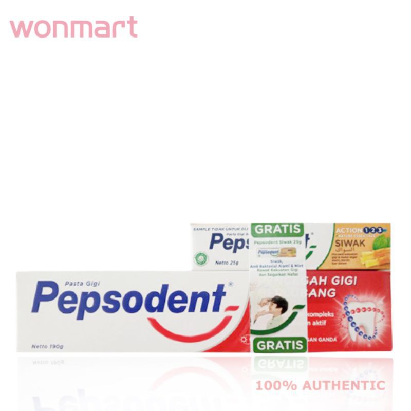 Pepsodent Pasta Gigi Anti Gigi Berlubang 190gr Free Pepsodent Siwak 25gr