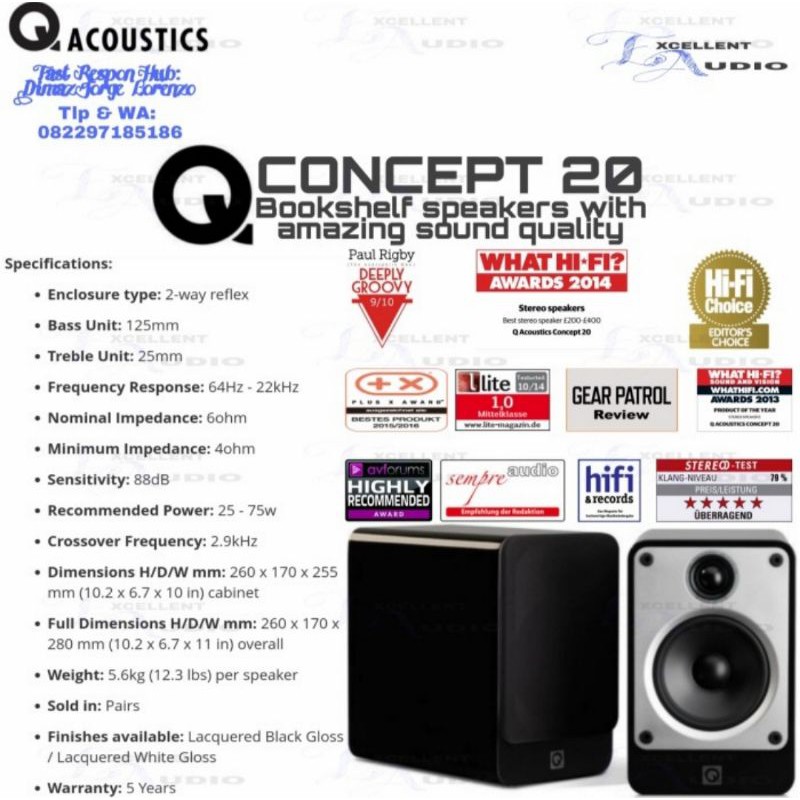 Q Acoustic CONCEPT20 CONCEPT 20 Pasif Speaker Bookshlef For Music Stereo & Home Theater