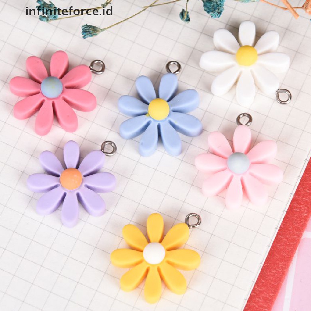 10pcs / set Liontin Bunga Matahari Daisy Kecil Bahan Resin Untuk Membuat Perhiasan Diy