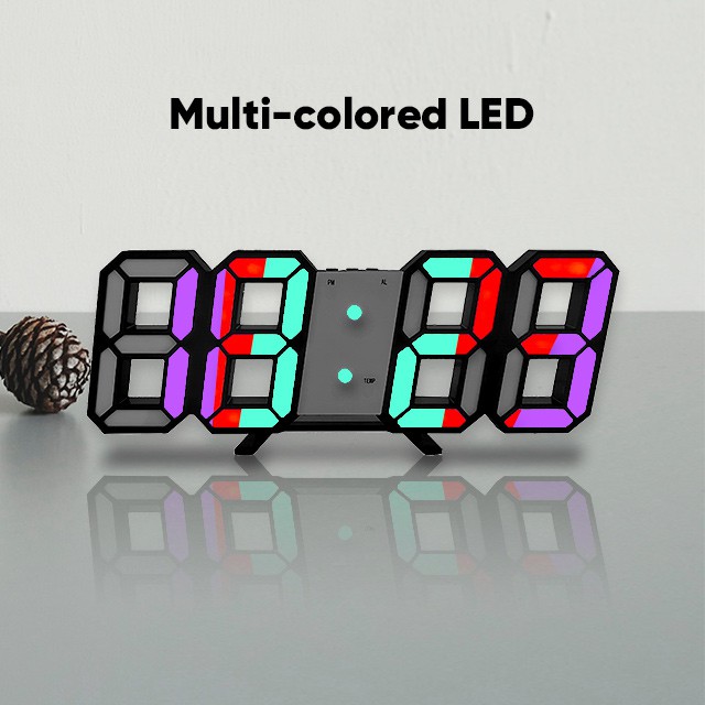 Smartfish Jam 3D Wall Table Clock LED Light bisa di dinding bisa di meja