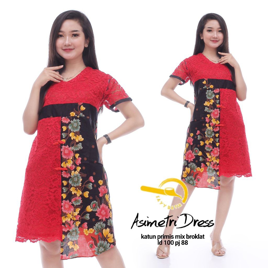 DRESS BATIK BRUKAT DRESS BROKAT DRESS BATIK PENDEK DRESS BATIK BROKAT PENDEK