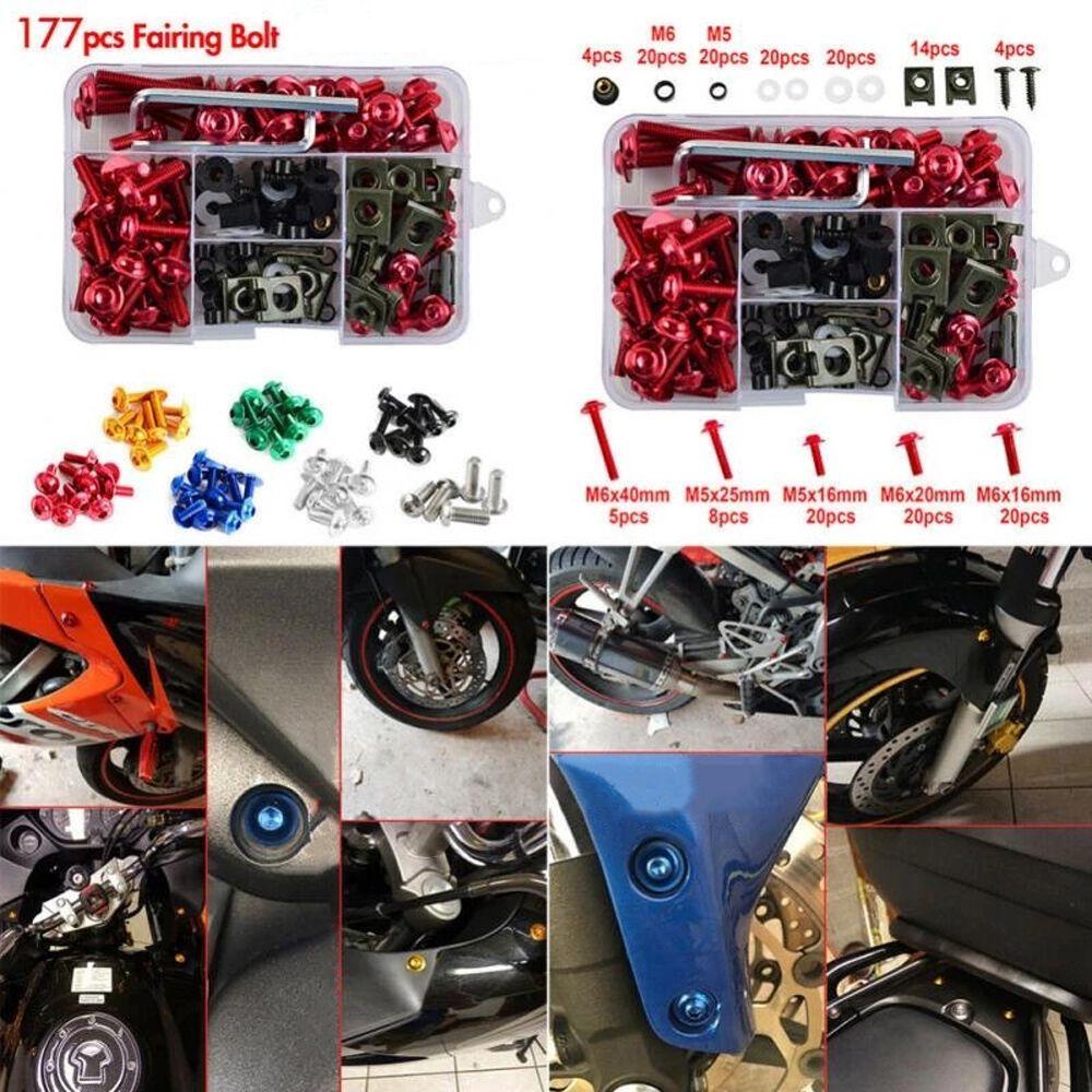 Lanfy Baut Fairing Motor Kit 177PCS/Set Untuk Kawasaki Untuk Bemper Aluminium Alloy CNC 6warna Bodywork Pengikat Klip