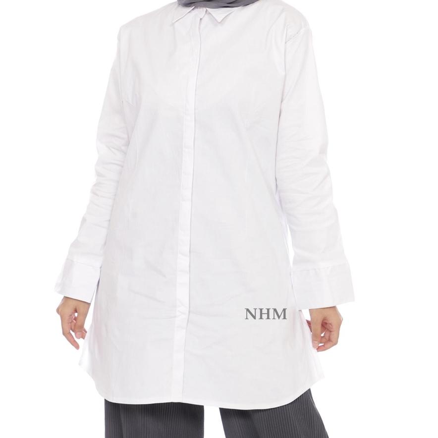 ➶ Kemeja Putih Polos Tunik-Kemeja Putih Muslim- Kemeja Putih Panjang ◊