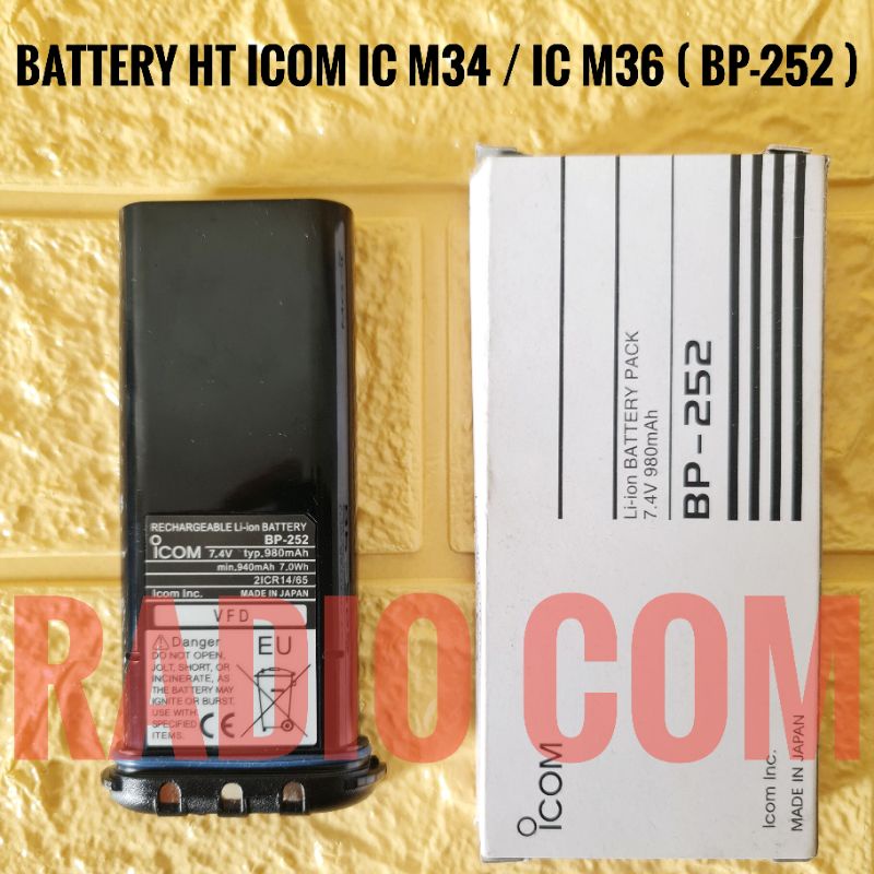 BATRE HT MARINE ICOM IC M36 BATRE ICOM BP 252 MARINE - BATRE HT ANTI AIR ICOM M36 M34 BP-252 ORIGINAL BATTERY ICOM IC M34 IC M36