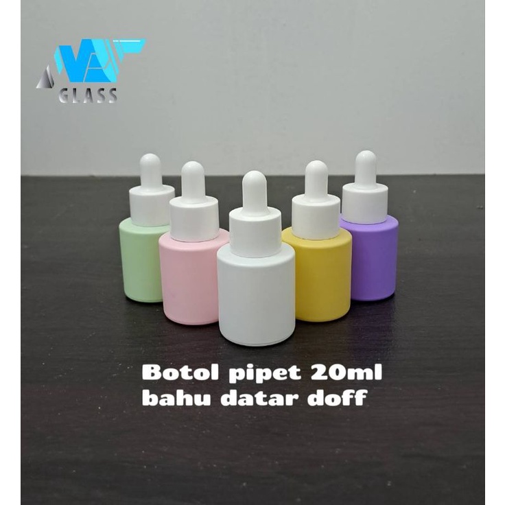 botol pipet kaca 20ml bahu datar doff / botol pipet serum 20ml varian warna