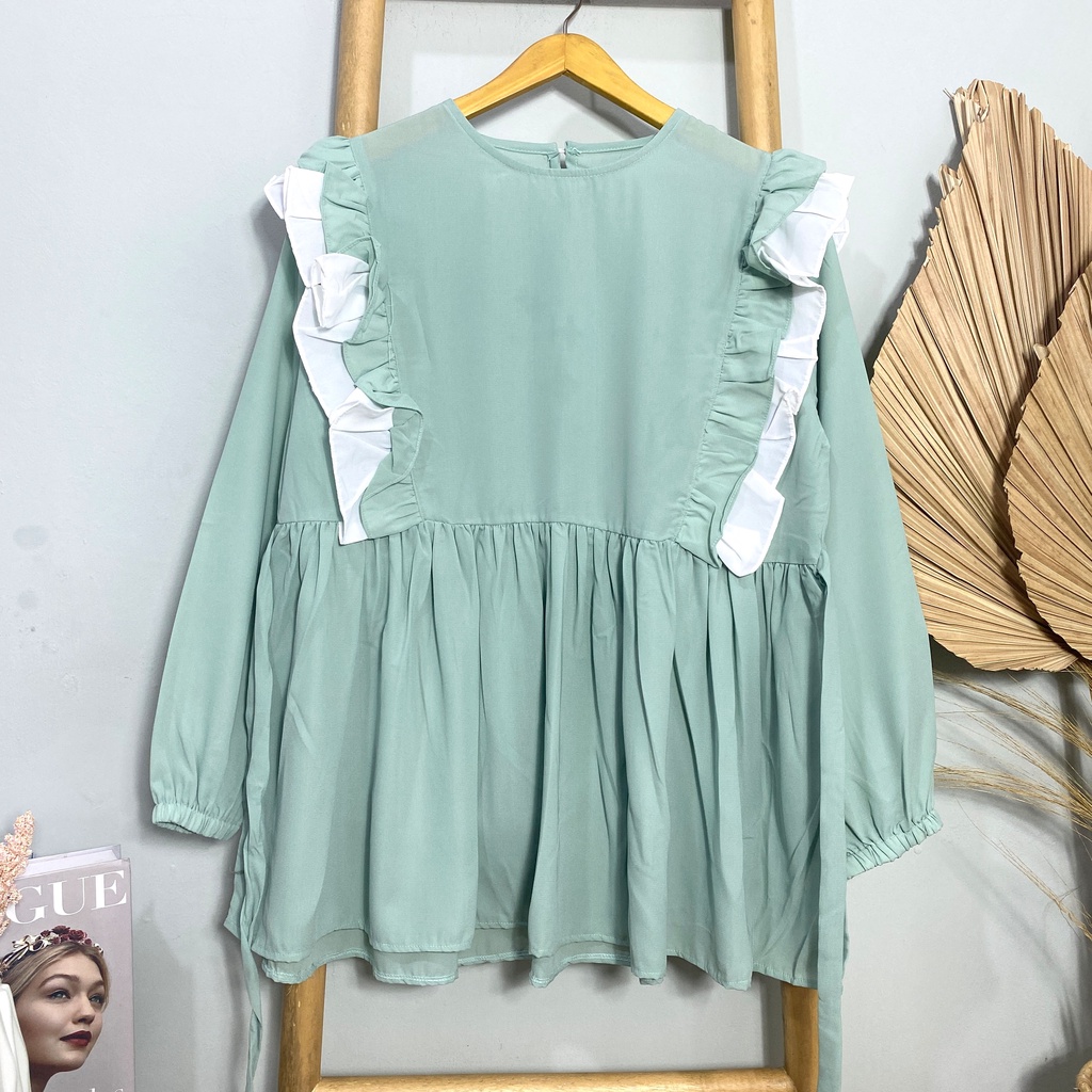 KEMEJA BLOUSE OBLONG REMPEL AISHA KATUN WOLFIS POLOS PREMIUM SHIRT B596 CO