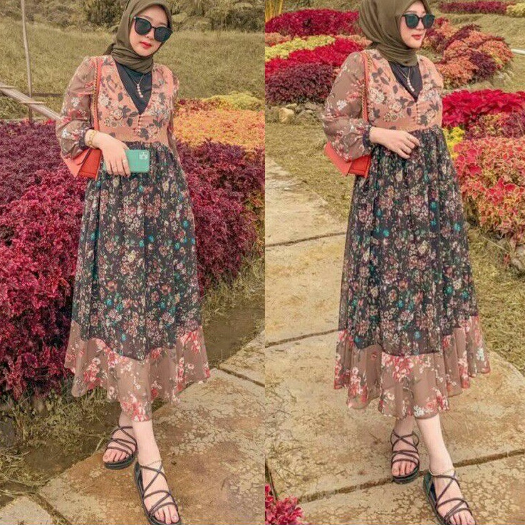 11160 Baju maxi dress gaun pesta lebaran idulfitri wanita muslim import baju maxi dress maxidress ga