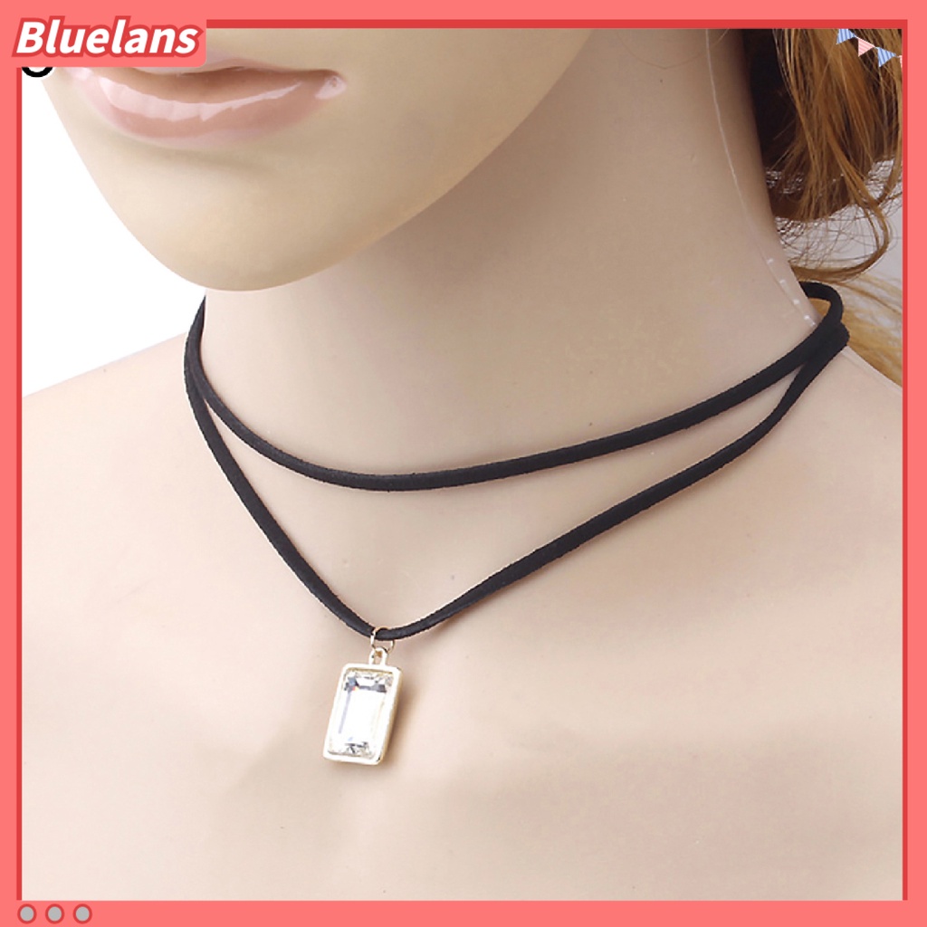 Bluelans Neckband Choker Double Layers Durable Velvet Black Velvet Short Chain