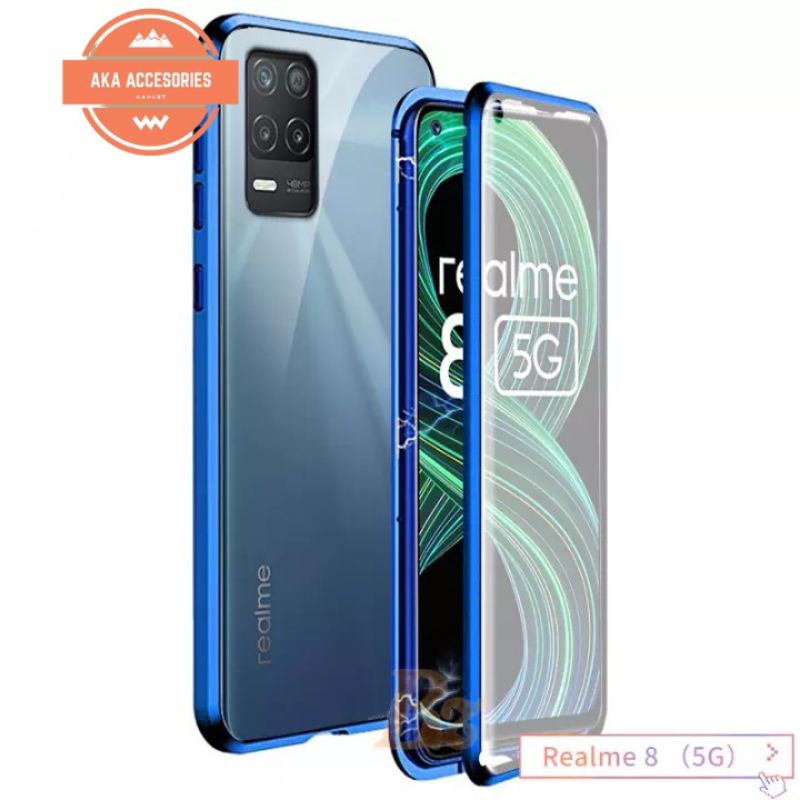 DOUBLE GLASS REALME 8 5G 4G / 8i / 8PRO PRO MAGNET CASE MAGNETIC KACA DEPAN BELAKANG HARDCASE