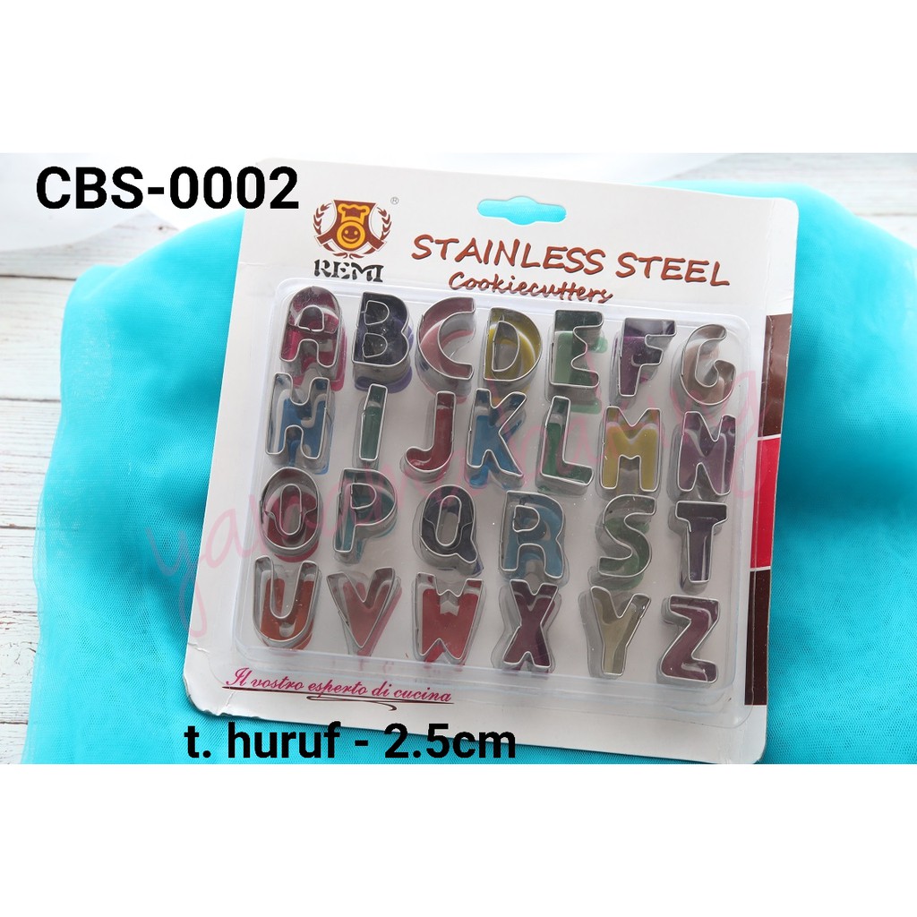 CBS-0002 Cutter bento fondant cookie huruf stainless alphabet abcd
