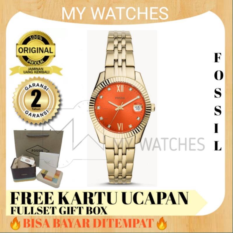 Fossil Scarlette Mini ES4904 Original | Jam Tangan Wanita Fossil Hand Date Gold