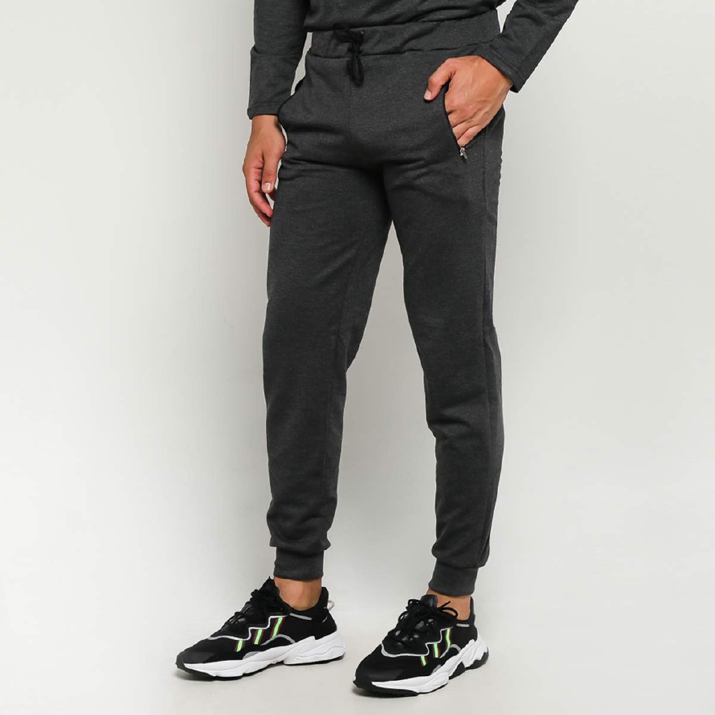 Tales Of Basic Celana  Jogger Zipper  Dark Grey Abu Tua 