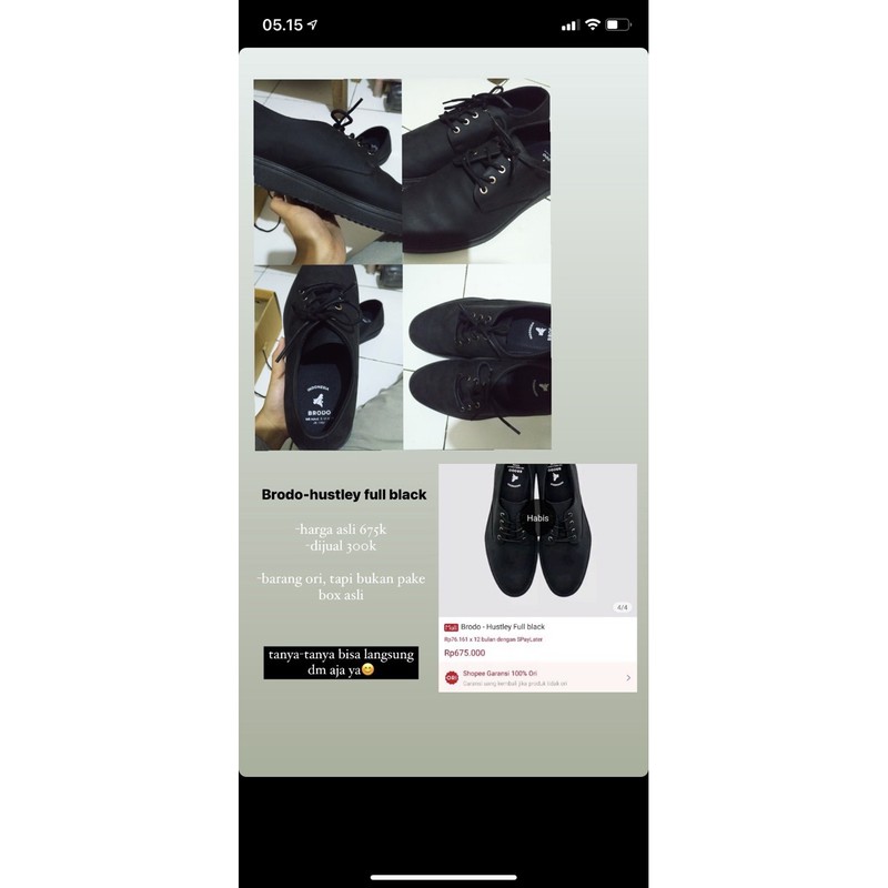 Sepatu hustley full black size 42