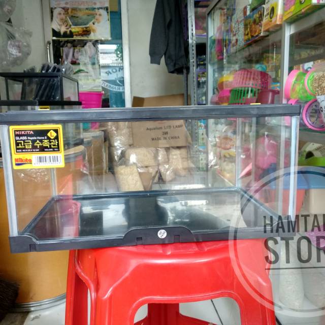 Terarium / Aquarium reptil L plus tutup