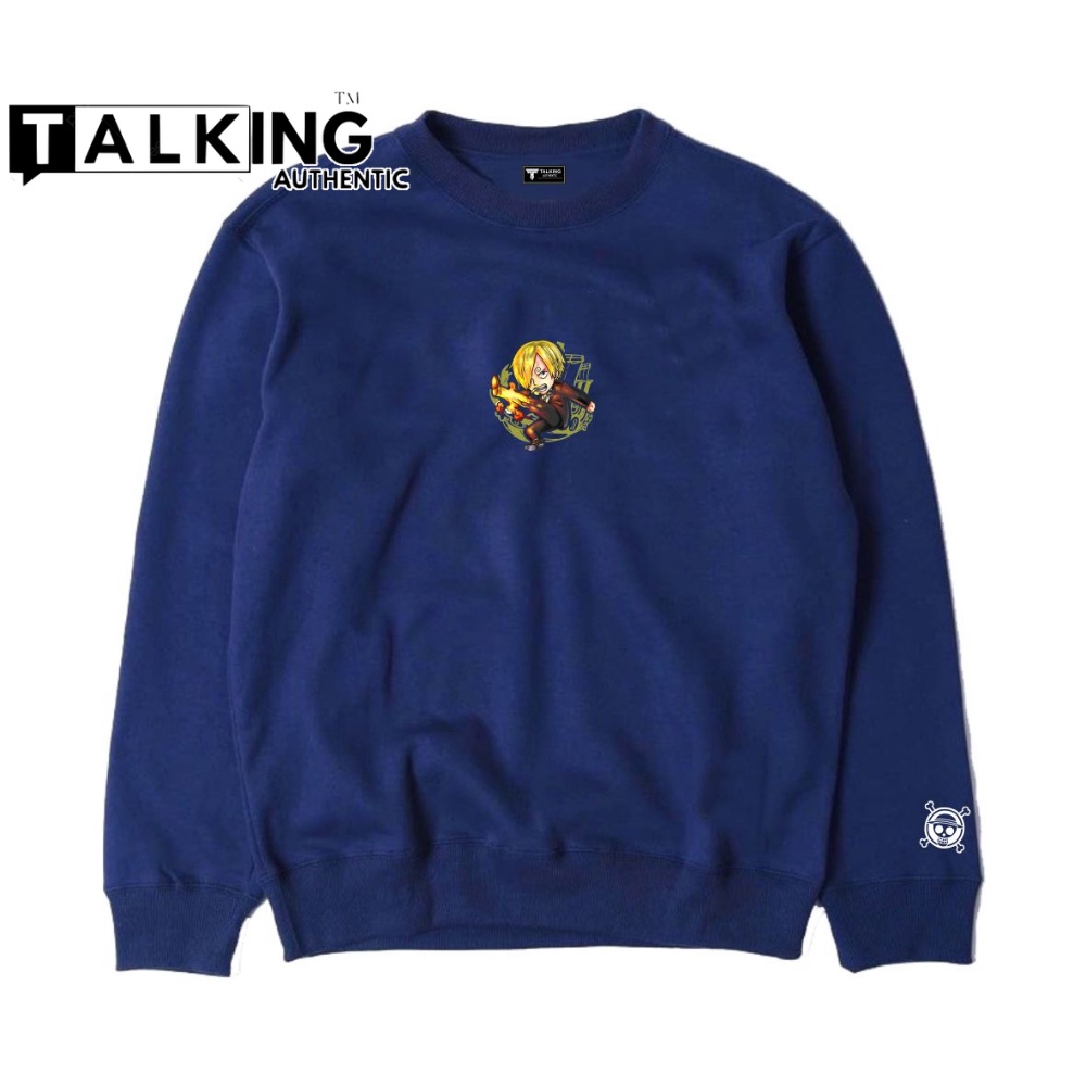 TALKING Sweatshirt Pria Sweater Crewneck Navy Motif Simpel