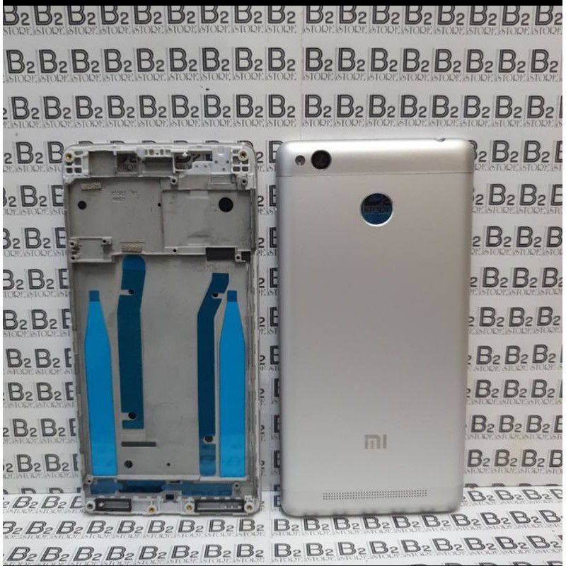 Casing Kesing Fullset Plus Frame Bazzel Bezel tulang tengah backdoor Xiaomi Redmi 3x Original