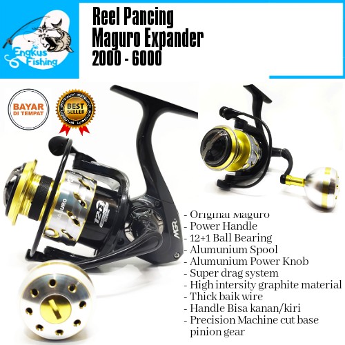 Reel Pancing Maguro Xpander 2000-6000 (12+1Bearing) Power Handle - Engkus Fishing