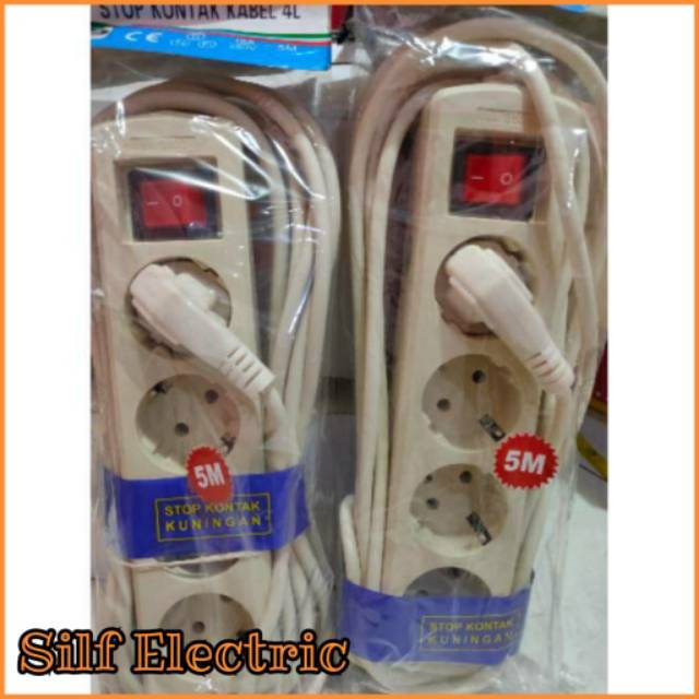 Stop kontak / Socket 4 lubang 5 Mtr ( meiko )