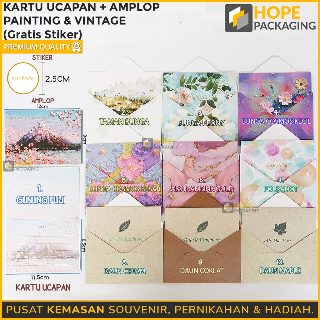 

Kartu Ucapan + Amplop Gratis Sticker [ 1 PCS ] Ukuran 12 cm x 9 cm printing & Vintage kartu hadiah surat ucapan selamat / kartu hadiah