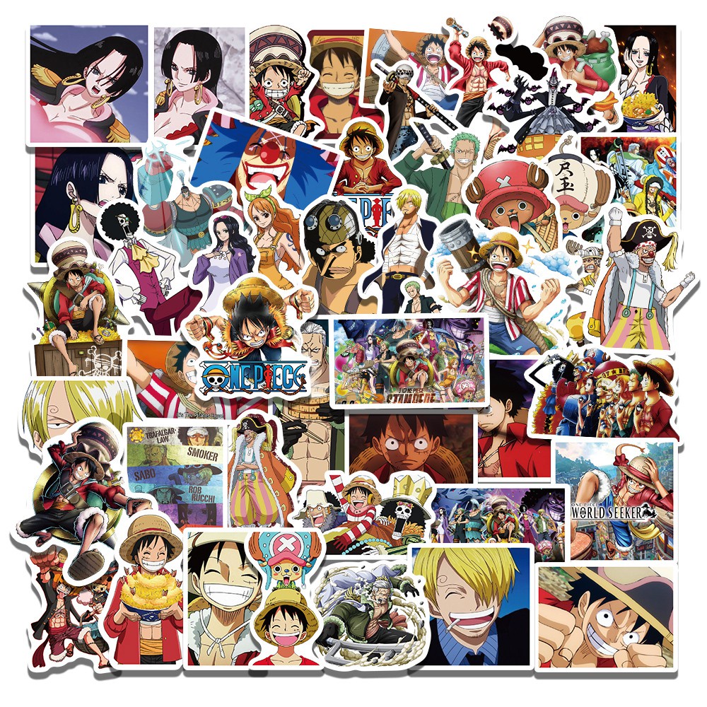 50PCS Anime One Piece Stickers Travel Luggage Guitar Fridge Laptop Waterproof Classic Toy Decals Sticker Fun for Kid Toys