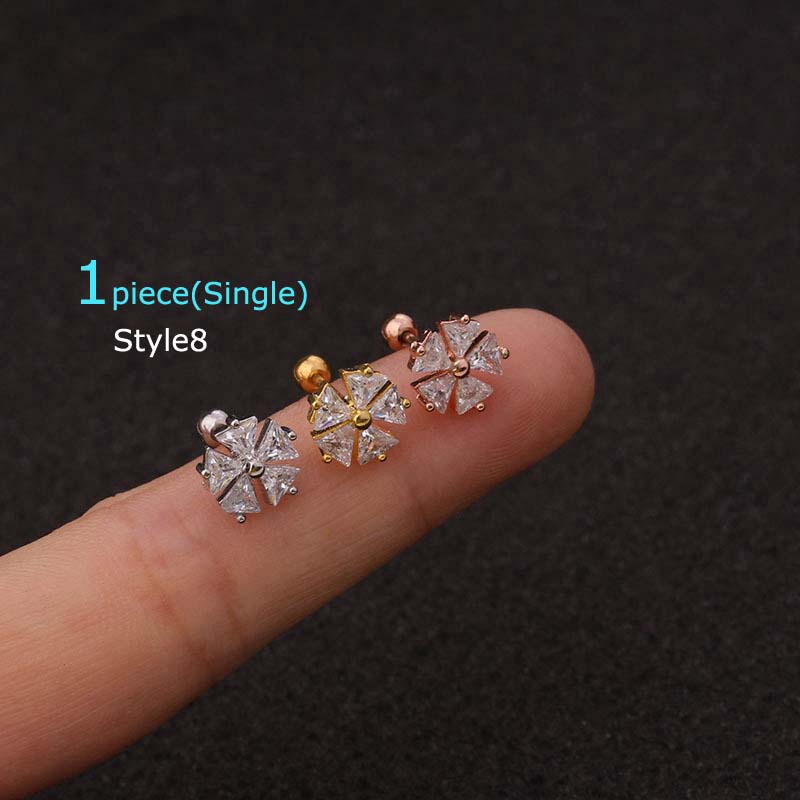 1piece Earrings Cartilage Tragus Piercing Ear Helix Auricle Pinna Stud Stainless Steel 20G