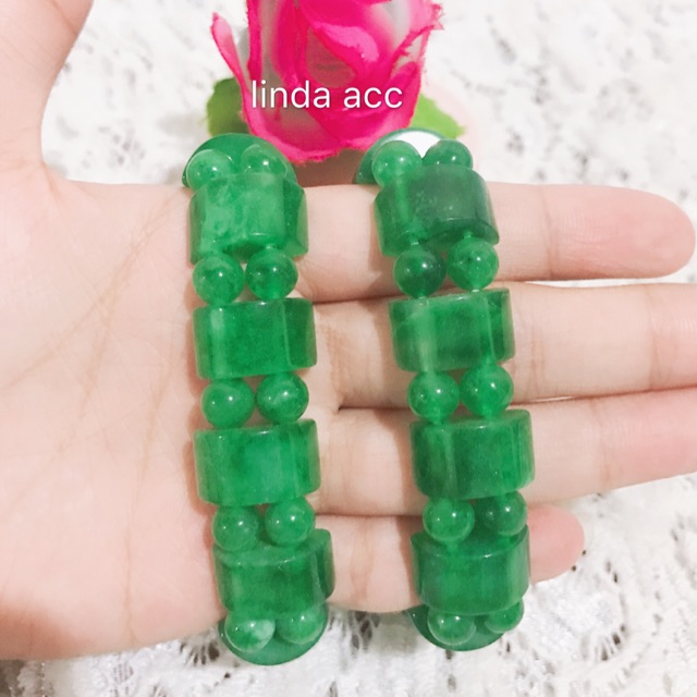 gelang giok gelang karet batu giok hijo motif kotak