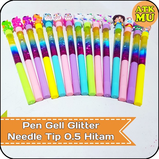 

Pulpen Gell Glitter Needle Tip 0.5 Hitam